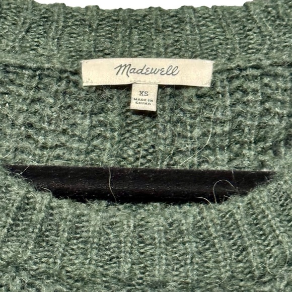 Madewell Chunky Knit Alpaca Fuzzy Dark Green Soft Pullover Sweater size XS - Picture 8 of 9